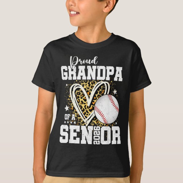 Proud Grandpa Of A 2026 Senior Baseball Graduation T-Shirt (Front)