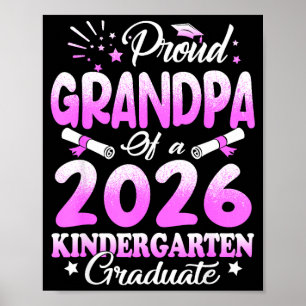 Proud grandpa of a class of 2026 graduate floral poster