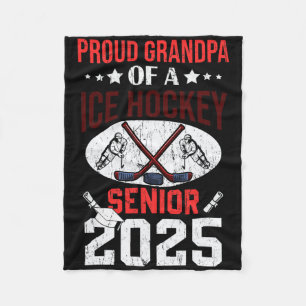 Proud Grandpa Of A Ice Hockey Senior 2025 Graduati Fleece Blanket