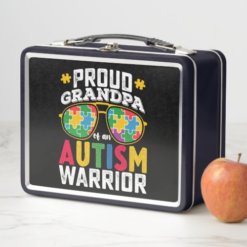 Proud Grandpa Of An Autism Warrior Family Metal Lunch Box