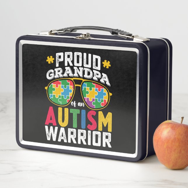 Proud Grandpa Of An Autism Warrior Family Metal Lunch Box (In Situ)