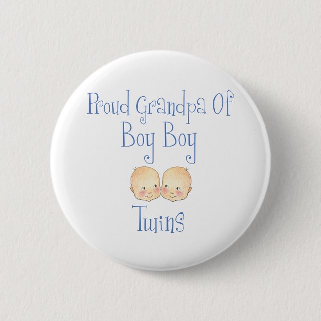 Proud Grandpa Of Boy Twins Pinback Button (Front)