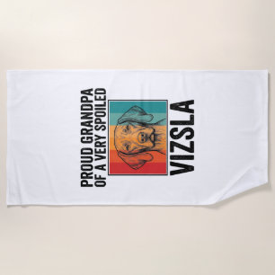 Proud Grandpa Vizsla Vintage Dog Lover Design_1 Beach Towel