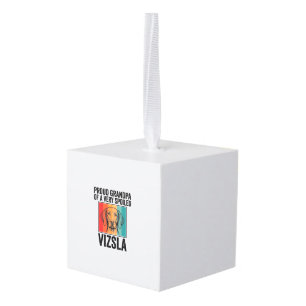 Proud Grandpa Vizsla Vintage Dog Lover Design_1 Cube Ornament