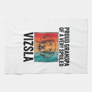 Proud Grandpa Vizsla Vintage Dog Lover Design_1 Kitchen Towel