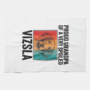 Proud Grandpa Vizsla Vintage Dog Lover Design_1 Kitchen Towel