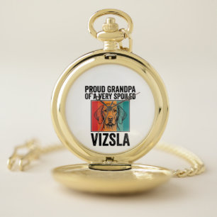 Proud Grandpa Vizsla Vintage Dog Lover Design_1 Pocket Watch