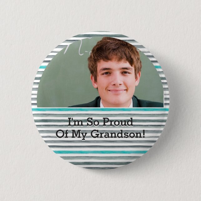 Proud Grandparent Graduation Grad Photo Pinback Button (Front)