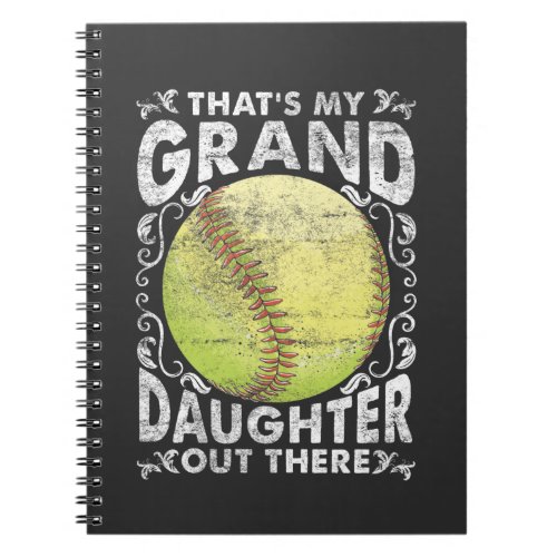 Proud Grandparents Softball playing Granddaughter Notebook
