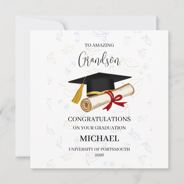 Proud Grandson Graduation Personalized Card (Front)
