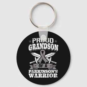 Proud Grandson Of A Parkinsons Warrior Pd Awarenes Keychain