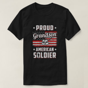 Proud Grandson Of A Soldier Army Papa Veteran T-Shirt