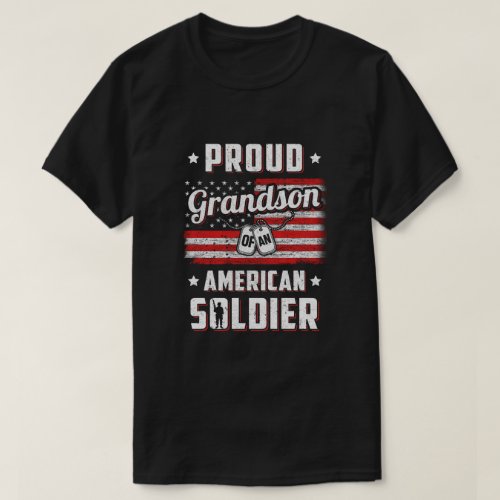 Proud Grandson Of A Soldier Army Papa Veteran T_Shirt