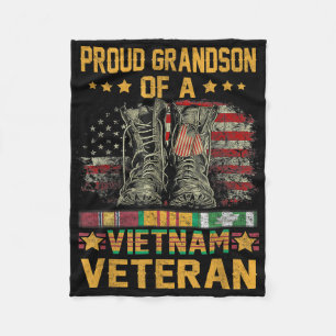 Proud Grandson Of A Vietnam Veteran Flag American Fleece Blanket