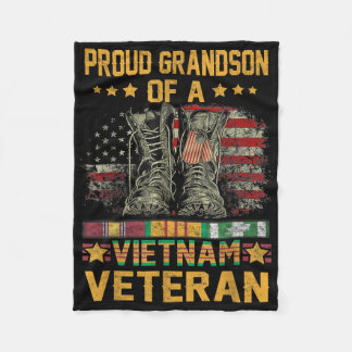 Proud Grandson Of A Vietnam Veteran Flag American Fleece Blanket