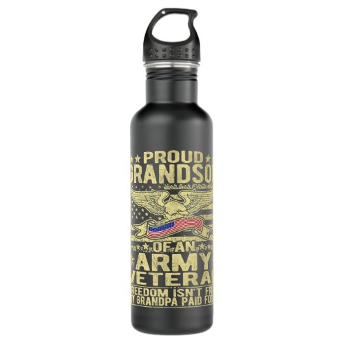 Proud Grandson Of Military Army Veteran Freedom Is Stainless Steel Water Bottle