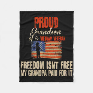 Proud Grandson Of Vietnam Veteran Military Family Fleece Blanket