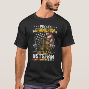 Proud Grandson Of Vietnam Veteran Us Flag  Veteran T-Shirt