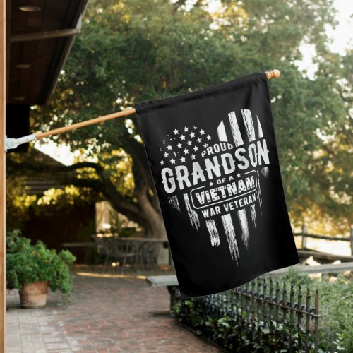 Proud Grandson Vietnam Vet Grandpa Veteran House Flag