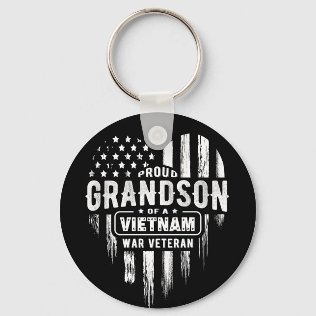 Proud Grandson Vietnam Vet Grandpa Veteran Keychain (Front)
