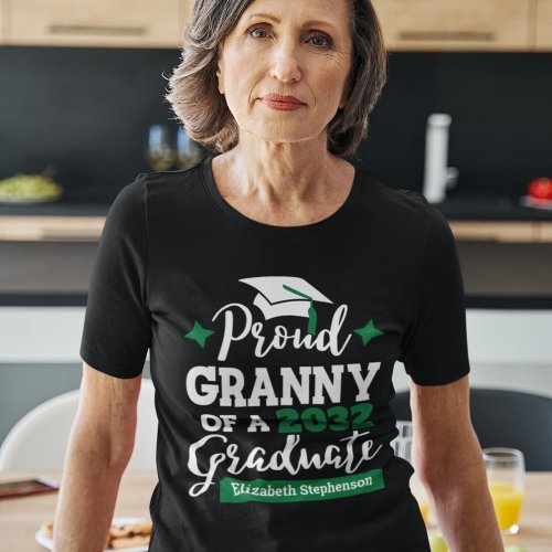 Proud Granny of 2023 graduate black green tassel T_Shirt