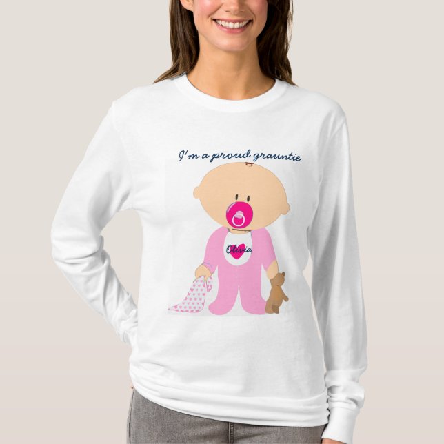 Proud grauntie & personalize child's name on tee. T-Shirt (Front)