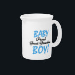 Proud Great Grandma Baby Boy Gifts Beverage Pitcher<br><div class="desc">The proud great grandma of a baby boy will love these black and blue text design Proud Great Grandma of a Baby Boy keepsake boxes,  tiles,  ornaments,  notebooks,  teapots,  pitchers,  mugs,  cards,  stickers,  tote bags,  magnets,  and more!</div>