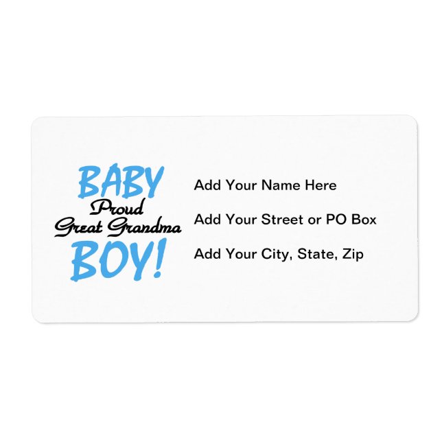Proud Great Grandma Baby Boy Gifts Label (Front)