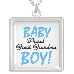 Proud Great Grandma Baby Boy Gifts Silver Plated Necklace