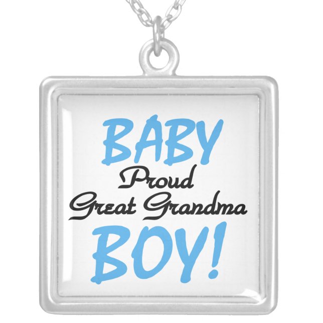 Proud Great Grandma Baby Boy Gifts Silver Plated Necklace (Front)