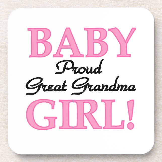 Proud Great Grandma Baby Girl Gifts Beverage Coaster (Front)