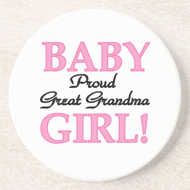 Proud Great Grandma Baby Girl Gifts Drink Coaster (Front)