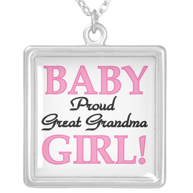 Proud Great Grandma Baby Girl Gifts Silver Plated Necklace (Front)