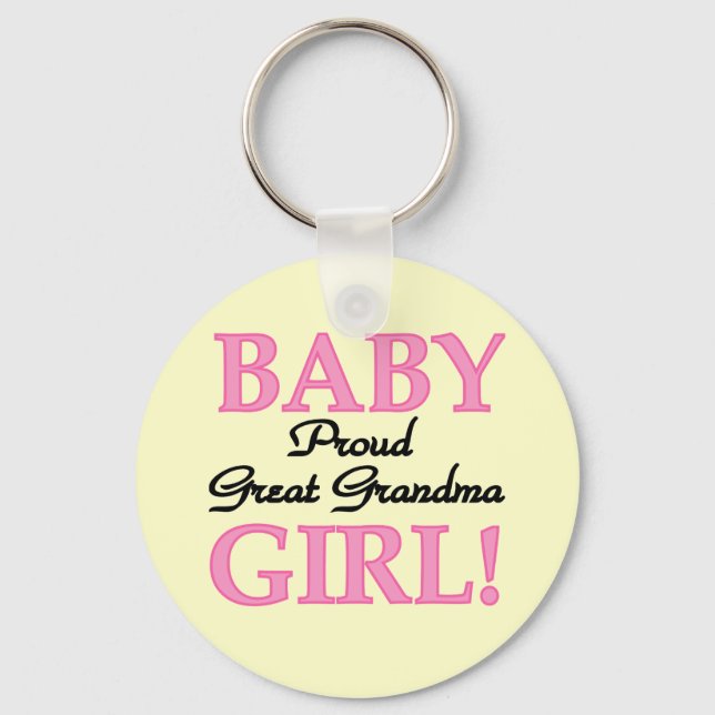 Proud Great Grandma Baby Girl Tshirts and Gifts Keychain (Front)