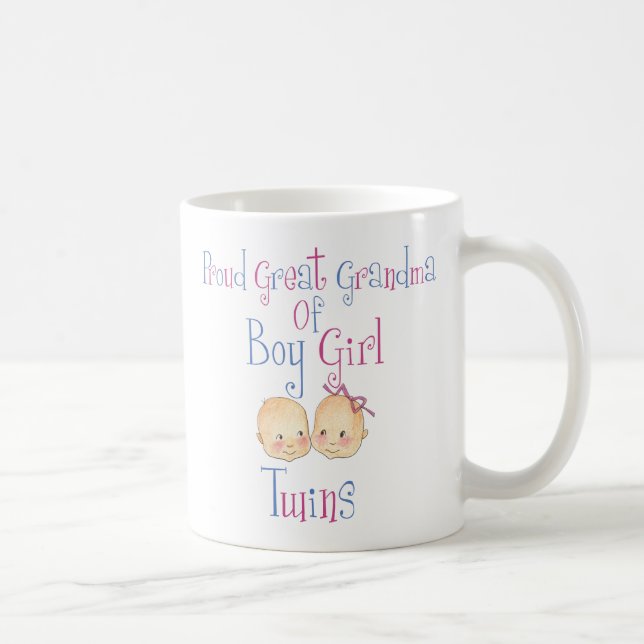 Proud Great Grandma Of Boy Girl Twins Coffee Mug (Right)