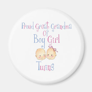 Proud Great Grandma Of Boy Girl Twins Magnet