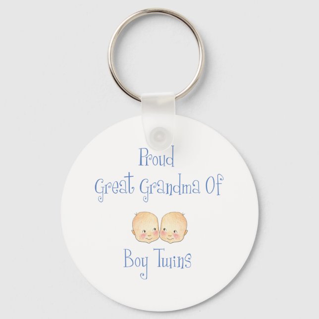Proud Great Grandma Of Boy Twins Keychain (Front)