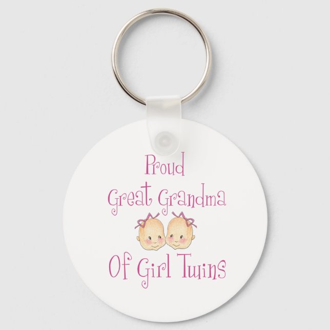 Proud Great Grandma Of Girl Twins Keychain (Front)