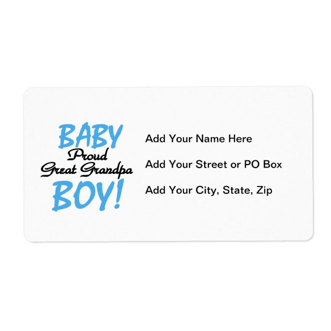 Proud Great Grandpa Baby Boy Gifts Label (Front)
