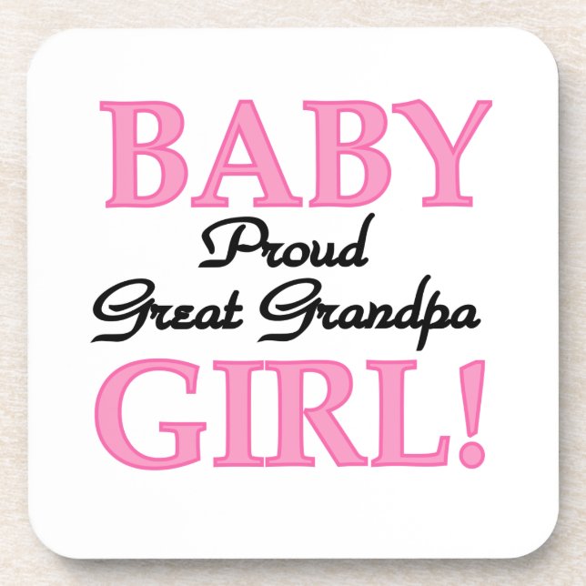 Proud Great Grandpa Baby Girl Gifts Beverage Coaster (Front)