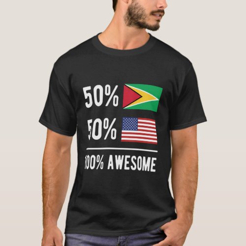 Proud Guyanese American Flag Guyana Usa T_Shirt