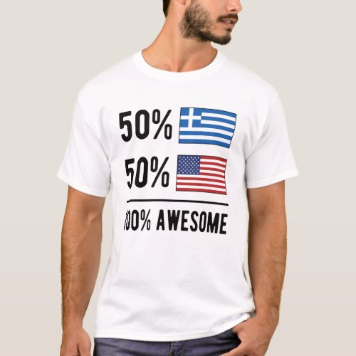 Proud Half Greek Half American Flag Greece USA T_Shirt