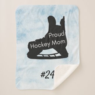 Proud Hockey Mom rink gear blanket blue ice