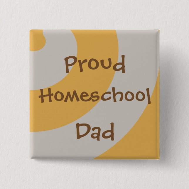 Proud Homeschool Dad Brown and Gray Swirls Pinback Button (Front)