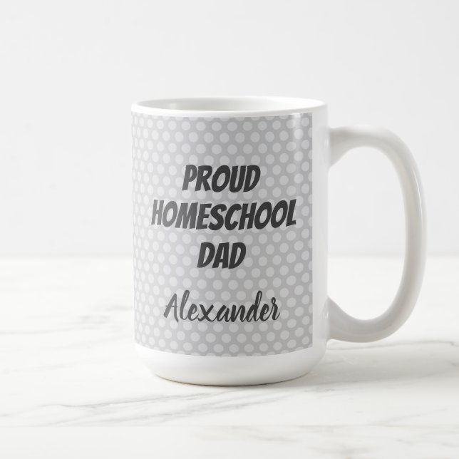 Proud Homeschool Dad Gray Polka dots Coffee Mug (Right)