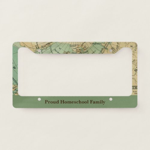 Proud Homeschool Family Antique Map License Plate Frame