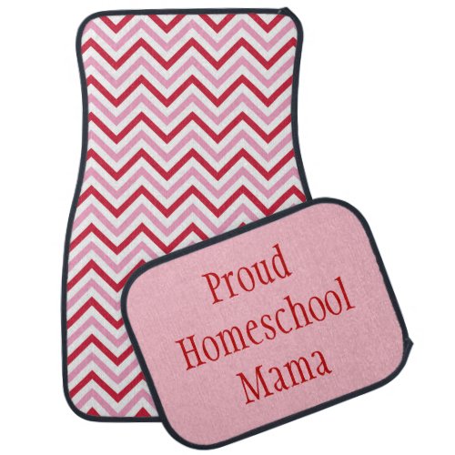 Proud Homeschool Mama Pink and Red Chevron Car Floor Mat