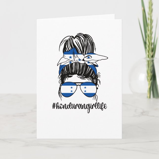 Proud Honduran Girl Honduras Flag Honduran Roots Card (Front)