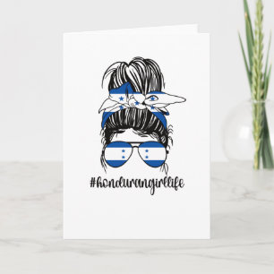 Proud Honduran Girl Honduras Flag Honduran Roots Card