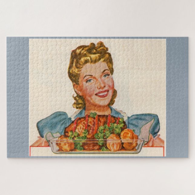 proud housewife with her dinner creation jigsaw puzzle (Horizontal)